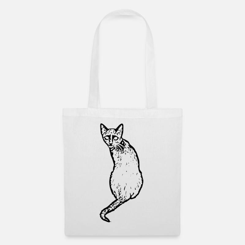 Katze schwarz - Stoffbeutel - Weiß