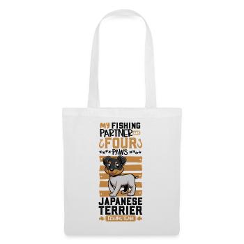 Pêche et terrier japonais - Sac en tissu - blanc - Devant