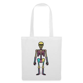 Stehendes Skelett Halloween Bunt - Stoffbeutel - Weiß - Vorne