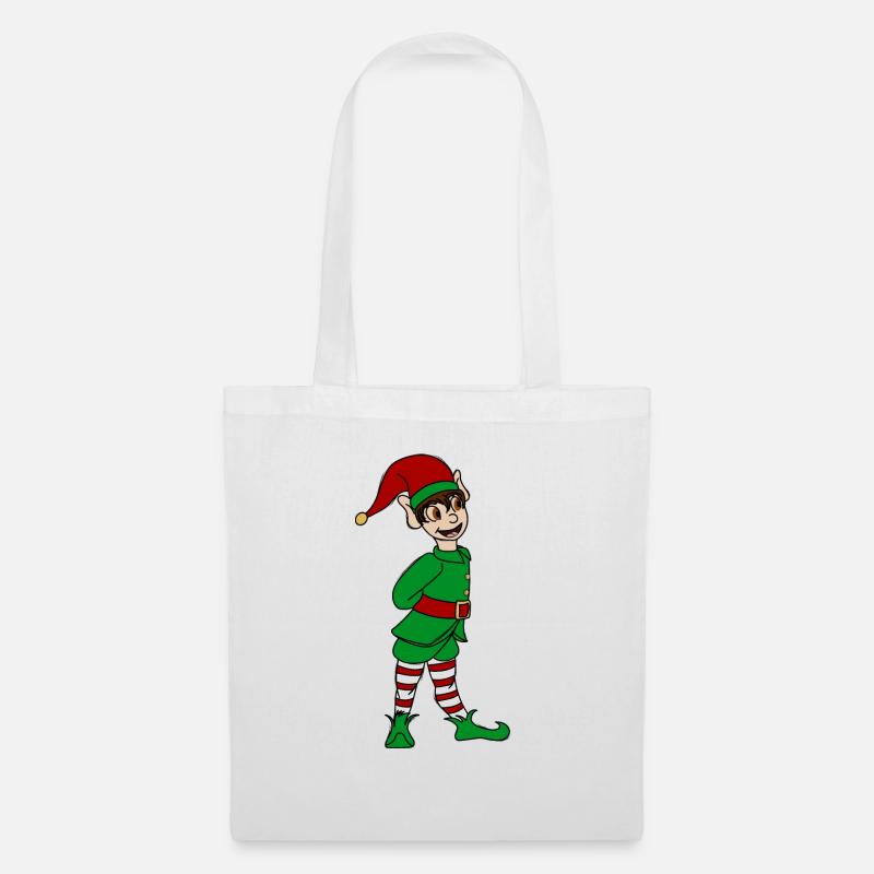 Weihnachtself - Stoffbeutel - Weiß