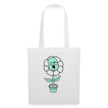 Yawning Tired Sleepy Head Flower Face Flower Pot - Tote Bag - white - Front