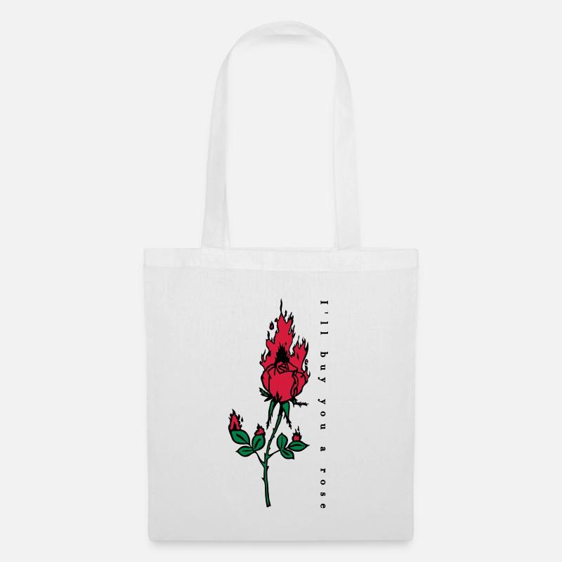 Brennende Rose Print - Stoffbeutel - Weiß