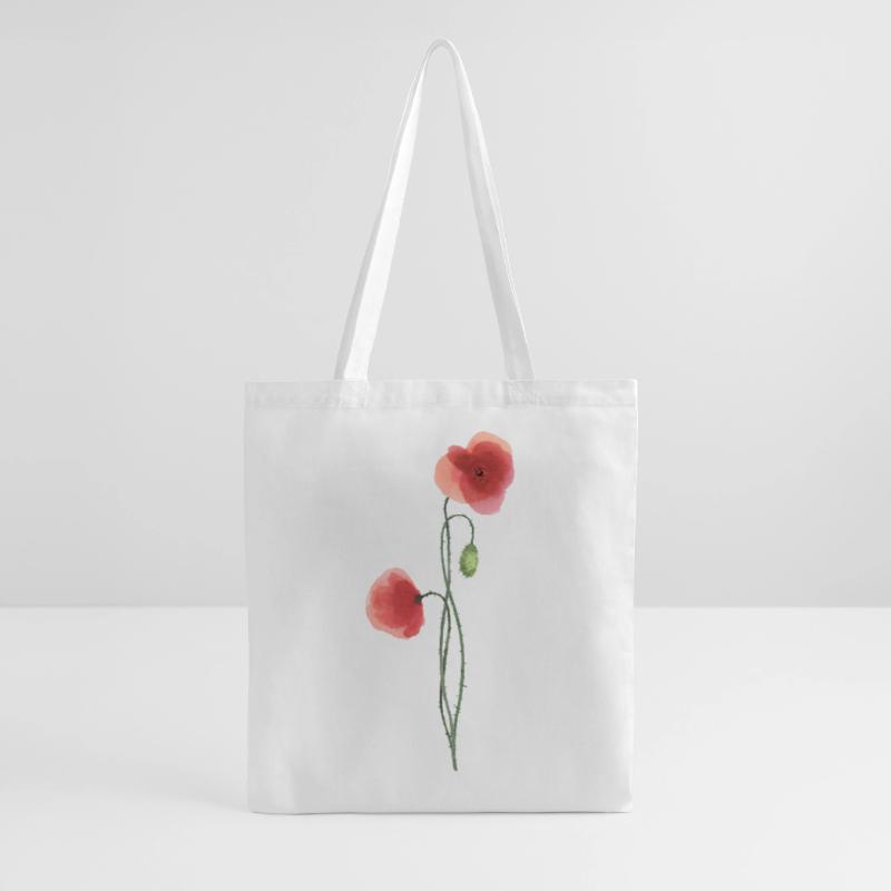 Blume: roter Mohn Stoffbeutel