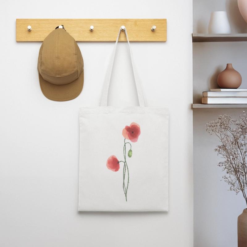Blume: roter Mohn Stoffbeutel