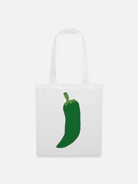 Grüne Chili Silhouette - Stoffbeutel - Weiß