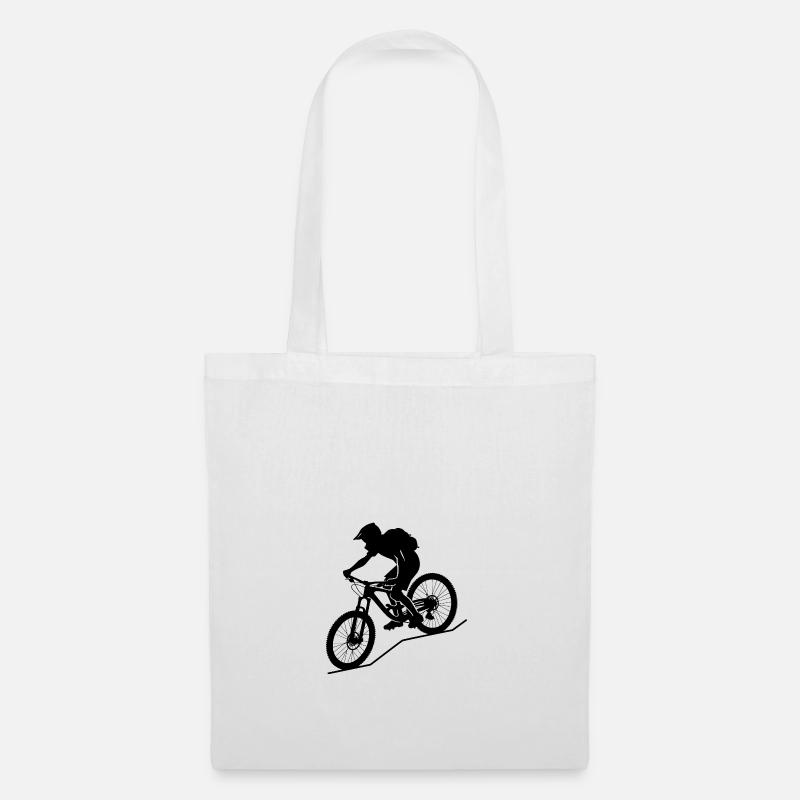 Dynamische Mountainbiker Silhouette - Stoffbeutel - Weiß