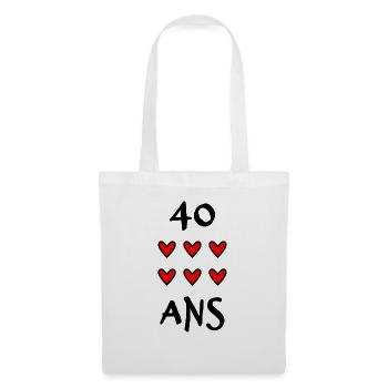 40 ANS. 40e ANNIVERSAIRE. ANNIVERSAIRE 40 ANS. 40 - Sac en tissu - blanc - Devant