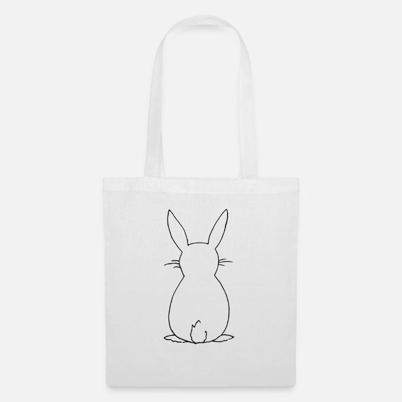 Cute Rabbit in Back View - Black - Tote Bag - white
