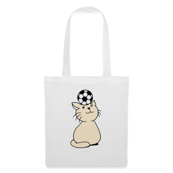 ballon jouant chat équilibre football tête fun - Sac en tissu - blanc - Devant