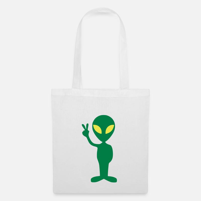 Alien Weltall Geschenkidee Außerirdisch Peace - Stoffbeutel - Weiß