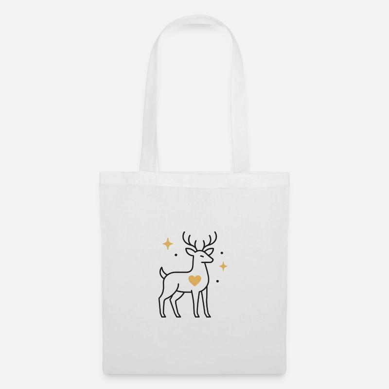 Herzdeer mit Sternenakzent - Stoffbeutel - Weiß