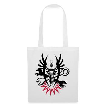 Une bougie d'allumage avec deux clés - Sac en tissu - blanc - Devant