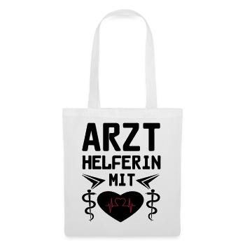 Arzthelferin mit Herz Geschenk - Stoffbeutel - Weiß - Vorne