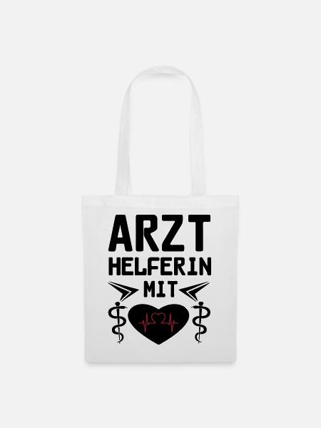 Arzthelferin mit Herz Geschenk - Stoffbeutel - Weiß