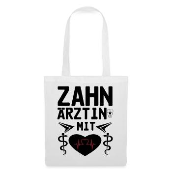 Zahnärztin mit Herz Geschenk - Stoffbeutel - Weiß - Vorne