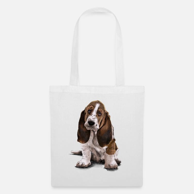 Basset-Hound - Stoffbeutel - Weiß