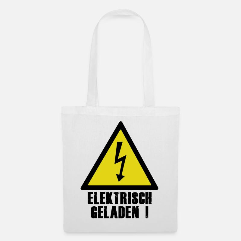 Elektrisch Geladen Warnsymbol - Stoffbeutel - Weiß