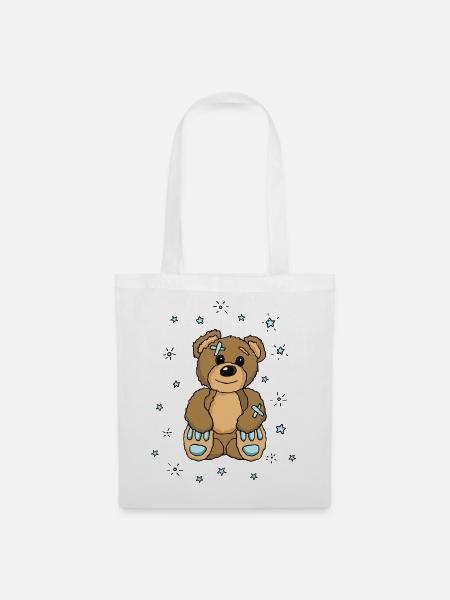 Teddy Pflaster Bär Junge Boy bester Freund - Stoffbeutel - Weiß