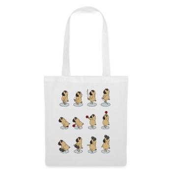 fitter pug does sports with Dumbbell, Kettlebell - Tote Bag - white - Front