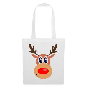 Rudolph Weihnachten Rentier Gesicht - Stoffbeutel - Weiß - Vorne