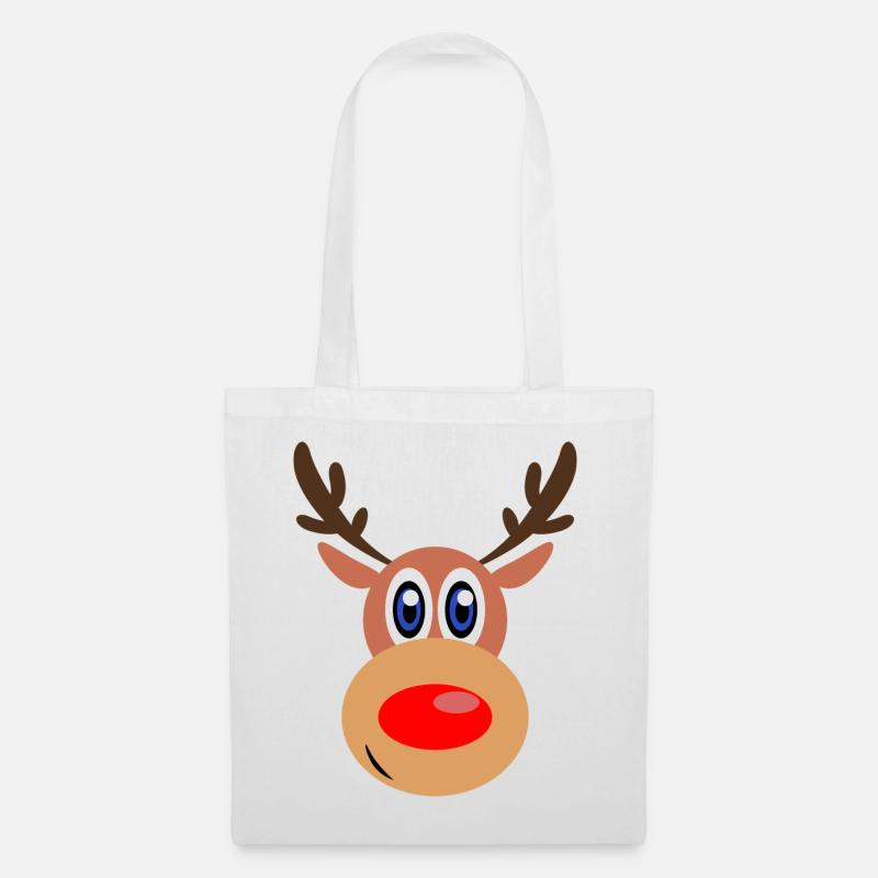 Rudolph Weihnachten Rentier Gesicht - Stoffbeutel - Weiß