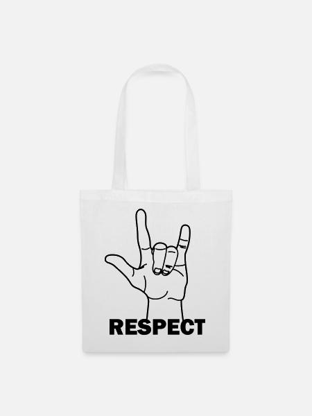 Handgeste Respekt mit Text RESPEKT - Stoffbeutel - Weiß