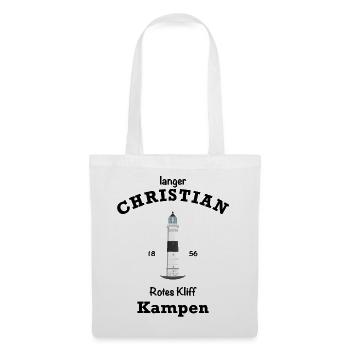 Sylt, Kultiger Leuchtturm Kampen, langer Christian - Stoffbeutel - Weiß - Vorne