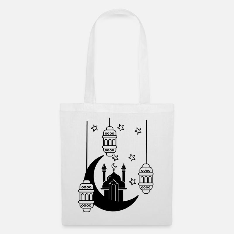 Moschee in Mondlicht und Sternen - Stoffbeutel - Weiß