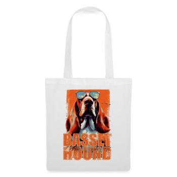 Basset Hound Dog avec lunettes de soleil - Sac en tissu - blanc - Devant