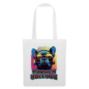 French Bulldog Wearing Sunglasses And Headphones - Tote Bag - white - Front