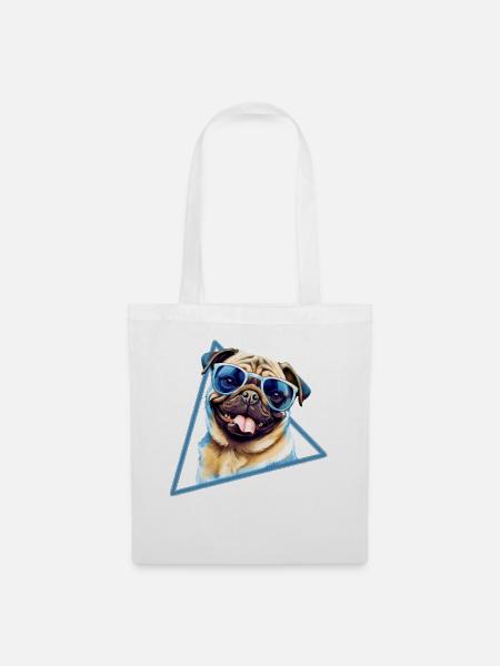 Pug Dog With Sunglasses - Tote Bag - white