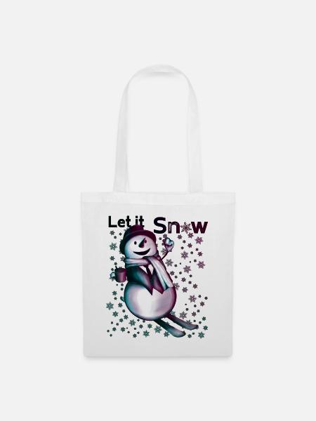Let it Snow – Fröhlicher Schneemann - Stoffbeutel - Weiß
