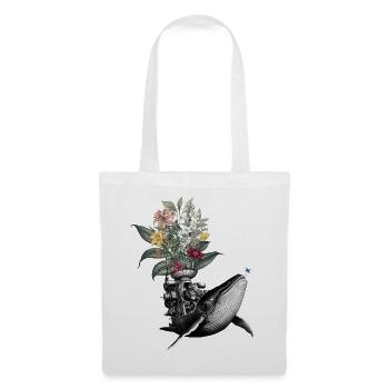 Félicitations – Grenouille, Baleine, Fleurs - Sac en tissu - blanc - Devant