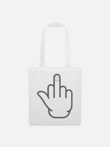 Mittelfinger - Stoffbeutel - Weiß