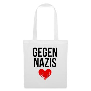 Gegen Nazis mit Herz - Stoffbeutel - Weiß - Vorne