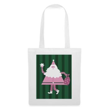 Père Noël dansant - Père Noël en rose - Sac en tissu - blanc - Devant