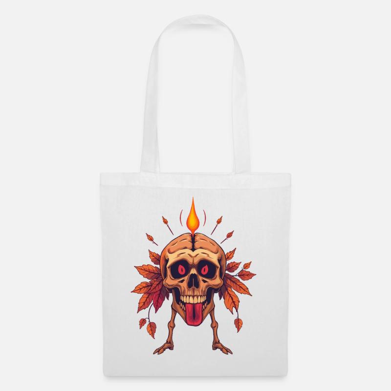 Totenkopf mit Kerze - Stoffbeutel - Weiß