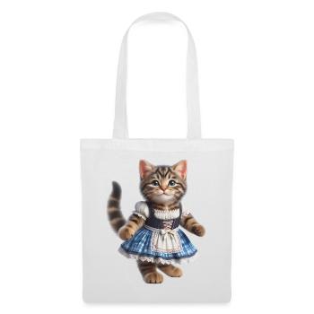 Süße kleine Katze im Dirndl - Stoffbeutel - Weiß - Vorne