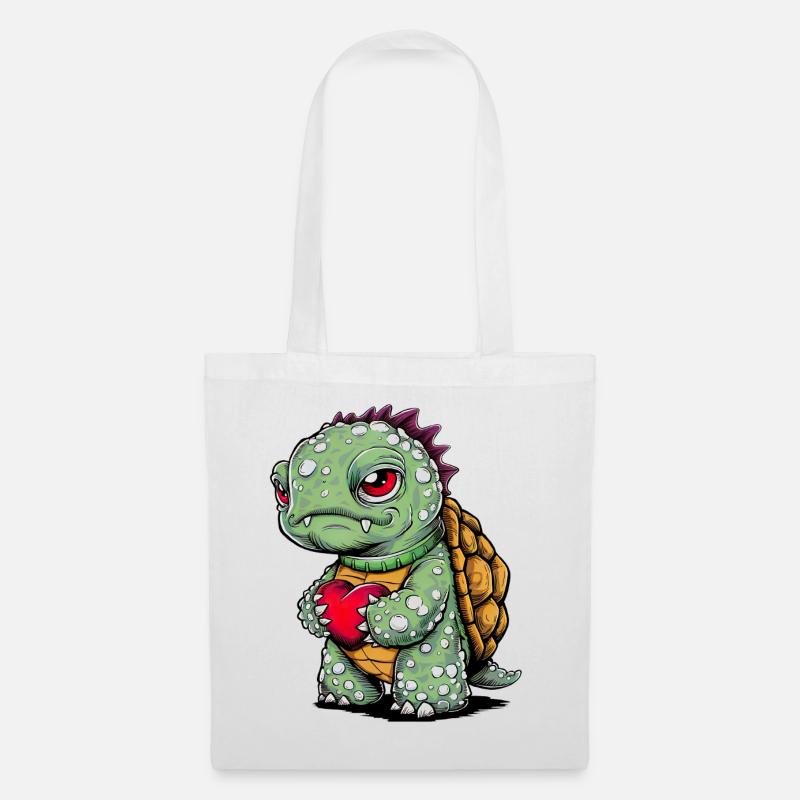 Schildkröte mit Herz - Stoffbeutel - Weiß