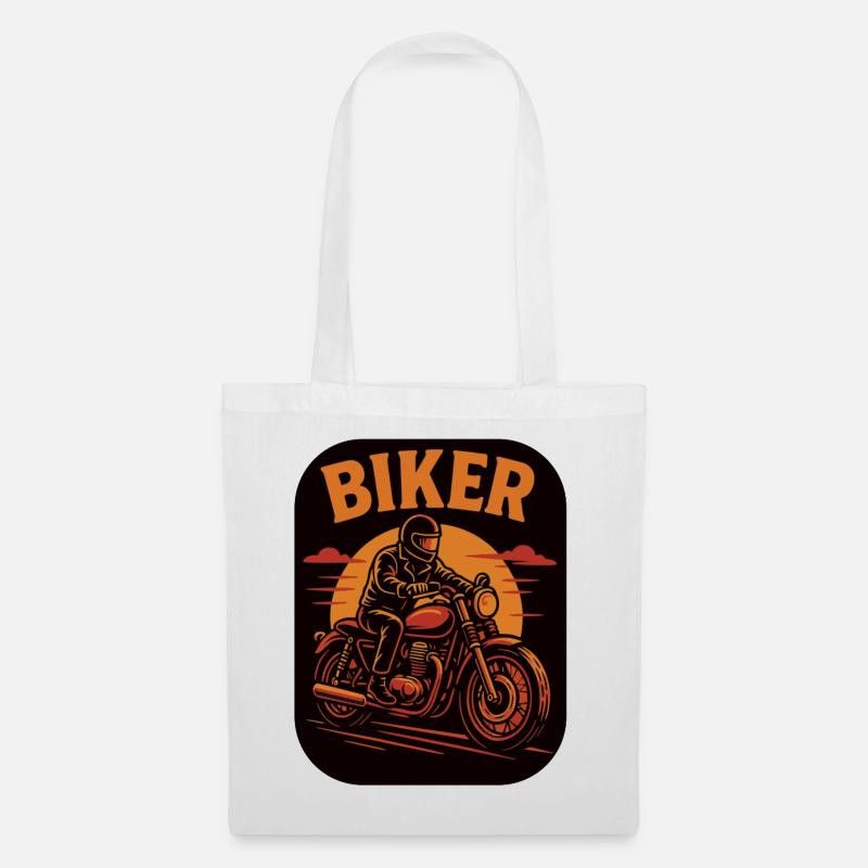 Biker stilvolle Motorradfahrer Illustration - Stoffbeutel - Weiß