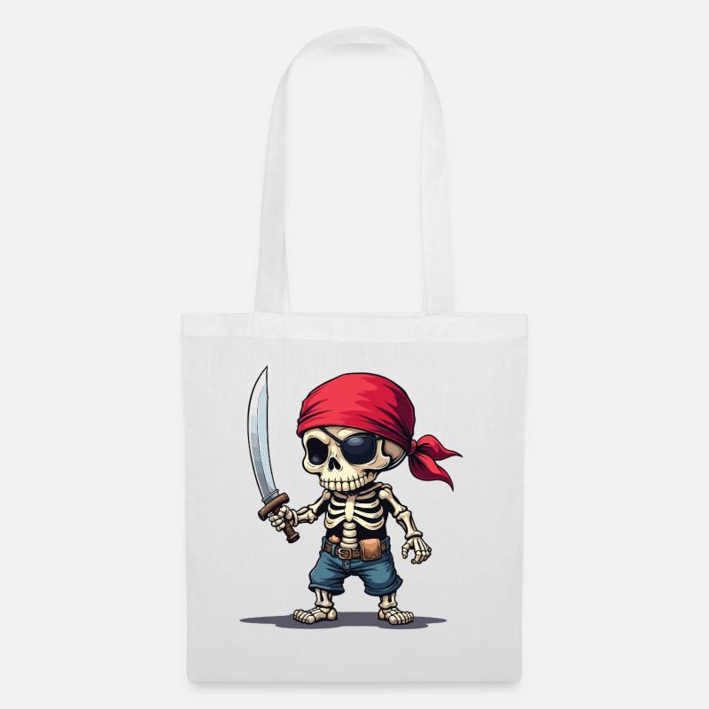 Squelette de pirate avec épée - Sac en tissu - blanc