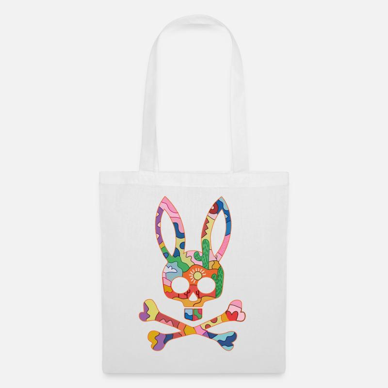 Rainbow Skull Bunny Patch - Tote Bag - white