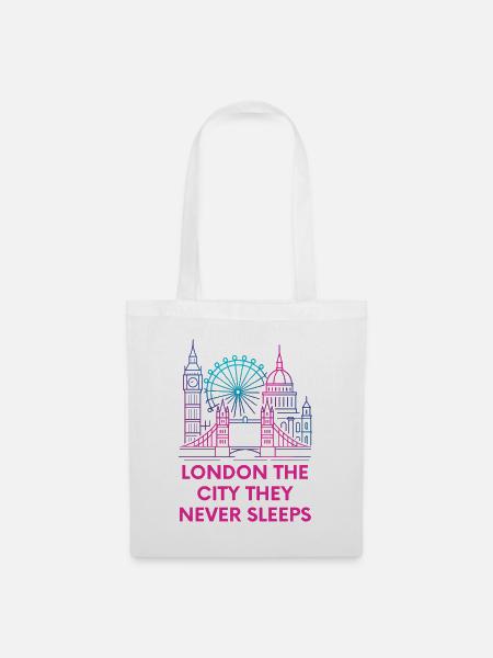 London Neon Skyline Nightlife - Stoffbeutel - Weiß