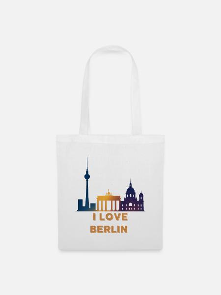I Love Berlin Skyline Gradient - Stoffbeutel - Weiß