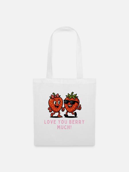 Berry Duo Erdbeeren Obst Früchte Karikatur - Stoffbeutel - Weiß