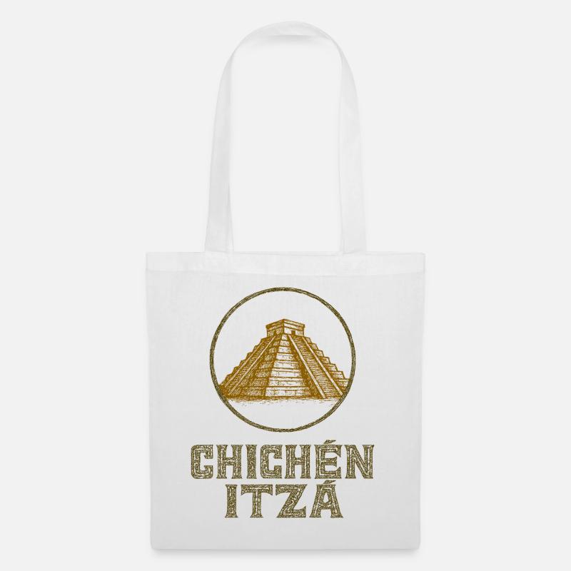 Chichén Itzá Tempel Vintage - Stoffbeutel - Weiß