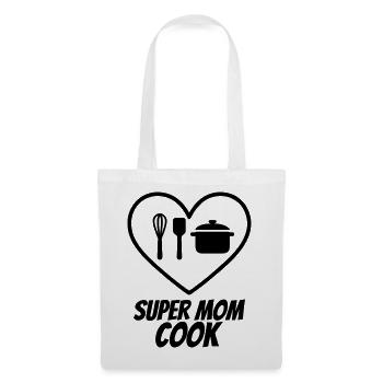 Super Mama Köchin – Herz & Küche  - Stoffbeutel - Weiß - Vorne