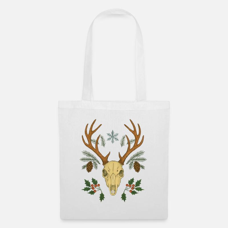 Winter Deer Skull Crest - Tote Bag - white