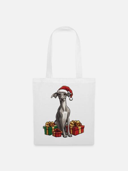 Greyhound Hund Weihnachten Geschenke - Stoffbeutel - Weiß