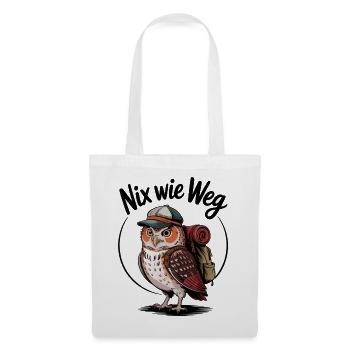 Waldwanderer Eule mit Rucksack - Stoffbeutel - Weiß - Vorne